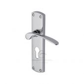 PR448-PC M&period;Marcus Project Hardware Door Handle For Euro Profile Plate Luca Design Polished Chrome Finish