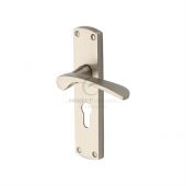 PR448-SN M&period;Marcus Project Hardware Door Handle For Euro Profile Plate Luca Design Satin Nickel Finish