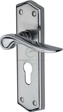 Click Here To Enlarge This Photo Of PR2448-AP M&period;Marcus Project Hardware Door Handle Euro Profile Plate Chester Design Apollo Finish