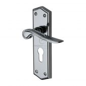 PR2448-PC M&period;Marcus Project Hardware Door Handle Euro Profile Plate Chester Design Polished Chrome Finish