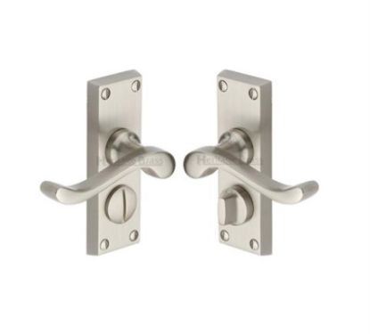 Click Here To Enlarge This Photo Of PR625-SN M&period;Marcus Project Hardware Door Handle For Privacy Set Malvern Short Design Satin Nickel Finish