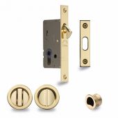 RD2308-40-PB Heritage Brass Sliding Door Lock c&sol;w Round Privacy Turns Polished Brass &lpar;40mm Backset&rpar;
