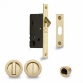 RD2308-40-SB Heritage Brass Sliding Door Lock c&sol;w Round Privacy Turns Satin Brass &lpar;40mm Backset&rpar;
