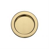 RD2322-PB M&period;Marcus Sliding Door Round Flush Pulls Polished Brass