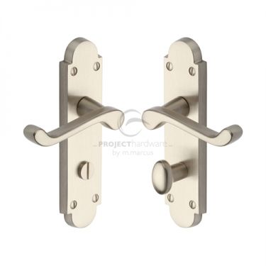 Click Here To Enlarge This Photo Of PR520-SN M&period;Marcus Project Hardware Door Handle For Bathroom Milton Design Satin Nickel Finish