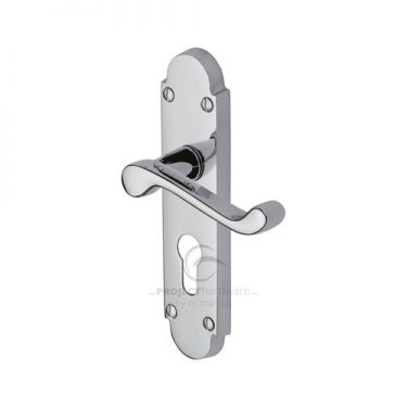 Click Here To Enlarge This Photo Of PR548-PC M&period;Marcus Project Hardware Door Handle For Euro Profile Plate Milton Design Polished Chrome Finish