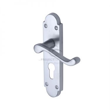 Click Here To Enlarge This Photo Of PR548-SC M&period;Marcus Project Hardware Door Handle For Euro Profile Plate Milton Design Satin Chrome Finish