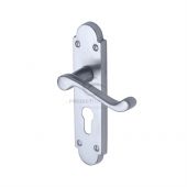 PR548-SC M&period;Marcus Project Hardware Door Handle For Euro Profile Plate Milton Design Satin Chrome Finish