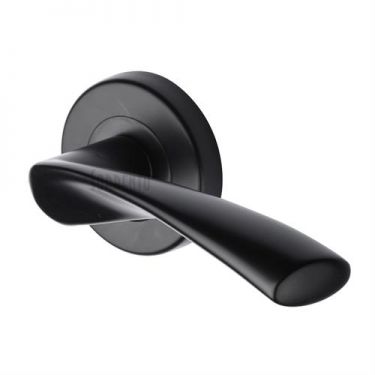 Click Here To Enlarge This Photo Of SC-2042-BLK M&period;Marcus Sorrento Door Handle Lever Latch on Round Rose Treviso Design Matt Black Finish