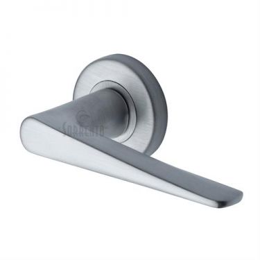 Click Here To Enlarge This Photo Of SC-2059-SC M&period;Marcus Sorrento Door Handle Lever Latch on Round Rose Amalfi Design Satin Chrome Finish