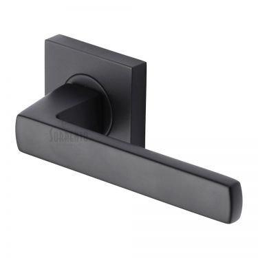 Click Here To Enlarge This Photo Of SC-4062-BLK M&period;Marcus Sorrento Door Handle Lever Latch on Square Rose Axis Design Matt Black Finish
