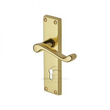 Click Here To Enlarge This Photo Of PR600-PB M&period;Marcus Project Hardware Door Handle Lever Lock Malvern Design Polished Brass Finish