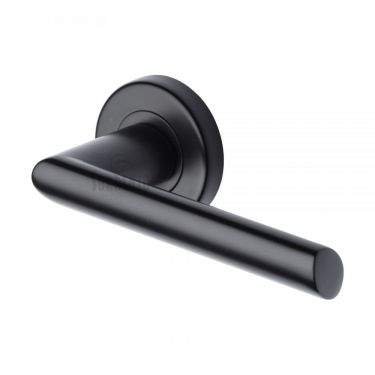 Click Here To Enlarge This Photo Of SC-4692-BLK M&period;Marcus Sorrento Door Handle Lever Latch on Round Rose Mercury Design Matt Black Finish