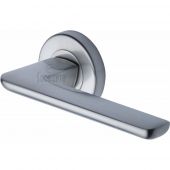 SC-5352-SC M&period;Marcus Sorrento Door Handle Lever Latch on Round Rose Trino Design Satin Chrome Finish