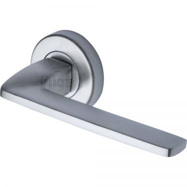 Click Here To Enlarge This Photo Of SC-7400-SC M&period;Marcus Sorrento Door Handle Lever Latch on Round Rose Diffuse Design Satin Chrome Finish