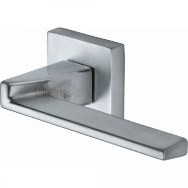 Click Here To Enlarge This Photo Of SC-CSQ6062-SC M&period;Marcus Sorrento Door Handle Lever Latch on Square Rose Laguna Sq Design Satin Chrome Finish