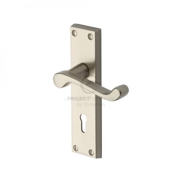 Click Here To Enlarge This Photo Of PR600-SN M&period;Marcus Project Hardware Door Handle Lever Lock Malvern Design Satin Nickel Finish