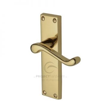 Click Here To Enlarge This Photo Of PR605-PB M&period;Marcus Project Hardware Door Handle Lever Latch Malvern Design Polished Brass Finish