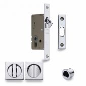SQ2308-40-PC Heritage Brass Sliding Door Lock c&sol;w Square Privacy Turns Polished Chrome &lpar;40mm Backset&rpar;