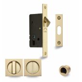 SQ2308-40-SB Heritage Brass Sliding Door Lock c&sol;w Square Privacy Turns Satin Brass &lpar;40mm Backset&rpar;