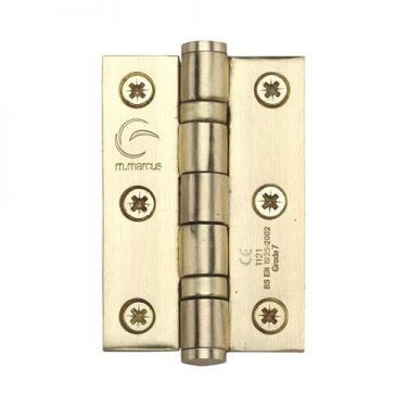 Click Here To Enlarge This Photo Of SS-3X2-SB M&period;Marcus Stainless Steel Line Ball Bearing Hinge 3" x 2" x 2mm Satin Brass Finish