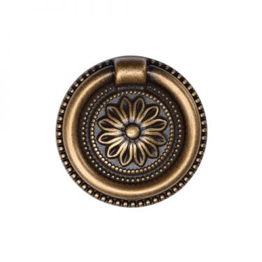 Click Here To Enlarge This Photo Of TK2224-047-DBS M&period;Marcus Floral Ring Pull 47mm Distressed Brass on Zinc Finish