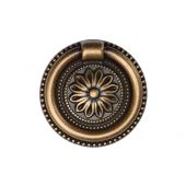 TK2224-047-DBS M&period;Marcus Floral Ring Pull 47mm Distressed Brass on Zinc Finish