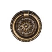 TK2224-055-DBS M&period;Marcus Floral Ring Pull 55mm Distressed Brass on Zinc Finish