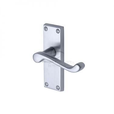 Click Here To Enlarge This Photo Of PR610-SC M&period;Marcus Project Hardware Door Handle Lever Latch Malvern Short Design Satin Chrome Finish