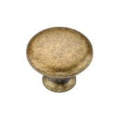 TK4226-030-DBS M&period;Marcus Classic Round Knob 30mm Distressed Brass on Zinc Finish