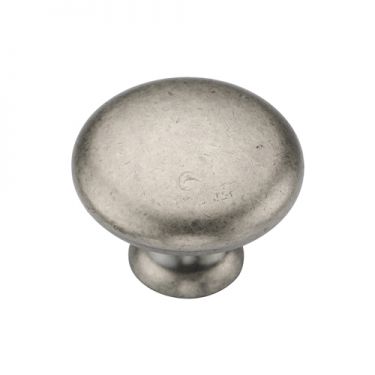 Click Here To Enlarge This Photo Of TK4226-035-DPW M&period;Marcus Classic Round Knob 35mm Distressed Pewter on Zinc Finish