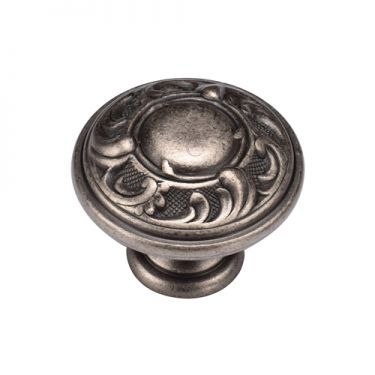 Click Here To Enlarge This Photo Of TK4401-035-DPW M&period;Marcus Decorated Round Knob 35mm Distressed Pewter on Zinc Finish
