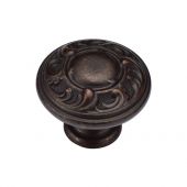 TK4401-035-LBN M&period;Marcus Decorated Round Knob 35mm Matt Bronze on Zinc Finish