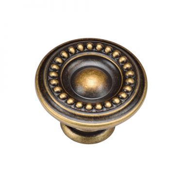 Click Here To Enlarge This Photo Of TK4404-035-DBS M&period;Marcus Beaded Round Knob 35mm Distressed Brass on Zinc Finish