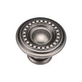 TK4404-035-DPW M&period;Marcus Beaded Round Knob 35mm Distressed Pewter on Zinc Finish
