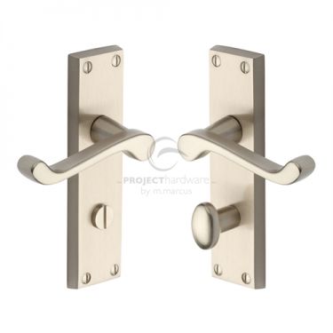 Click Here To Enlarge This Photo Of PR620-SN M&period;Marcus Project Hardware Door Handle For Bathroom Malvern Design Satin Nickel Finish