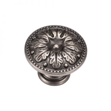 Click Here To Enlarge This Photo Of TK4479-030-DPW M&period;Marcus Floral Round Knob 30mm Distressed Pewter on Zinc Finish