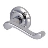 PR630-PC M&period;Marcus Project Hardware Door Handle Lever Latch on Round Rose Malvern Design Polished Chrome Finish