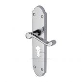 PR7048-PC M&period;Marcus Project Hardware Door Handle For Euro Profile Plate Kensington Design Polished Chrome Finish