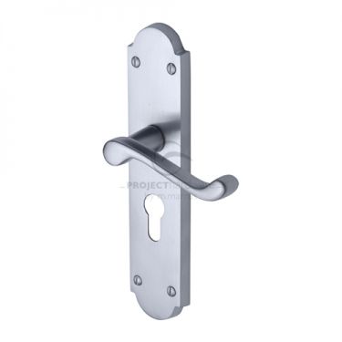 Click Here To Enlarge This Photo Of PR7048-SC M&period;Marcus Project Hardware Door Handle For Euro Profile Plate Kensington Design Satin Chrome Finish