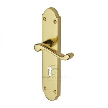 Click Here To Enlarge This Photo Of PR7082-PB M&period;Marcus Project Hardware Door Handle Lever Lock Kensington Design Polished Brass Finish