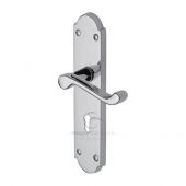 PR7082-PC M&period;Marcus Project Hardware Door Handle Lever Lock Kensington Design Polished Chrome Finish