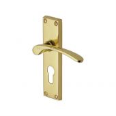 V4146&period;48-PB Heritage Brass Door Handle For Euro Profile Plate Sophia Design Polished Brass Finish