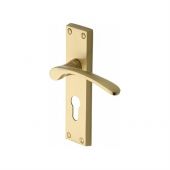 V4146&period;48-SB Heritage Brass Door Handle For Euro Profile Plate Sophia Design Satin Brass Finish