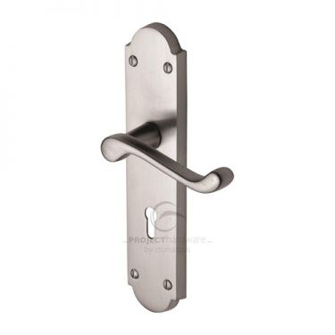 Click Here To Enlarge This Photo Of PR7082-SC M&period;Marcus Project Hardware Door Handle Lever Lock Kensington Design Satin Chrome Finish