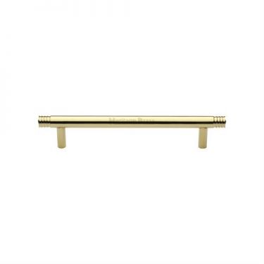 Click Here To Enlarge This Photo Of V4446 96-PB Heritage Brass Cabinet Pull Contour Design 96mm ctc Polished Brass Finish