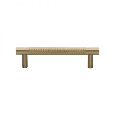 Click Here To Enlarge This Photo Of V4461 96-SB Heritage Brass Cabinet Pull Partial Knurl Design 96mm ctc Satin Brass Finish