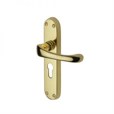 Click Here To Enlarge This Photo Of V6066&period;48-PB Heritage Brass Door Handle For Euro Profile Plate Gloucester Design Polished Brass Finish