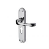 V6066&period;48-PC Heritage Brass Door Handle For Euro Profile Plate Gloucester Design Polished Chrome Finish