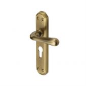 V7066&period;48-AT Heritage Brass Door Handle For Euro Profile Plate Charlbury Design Antique Brass Finish